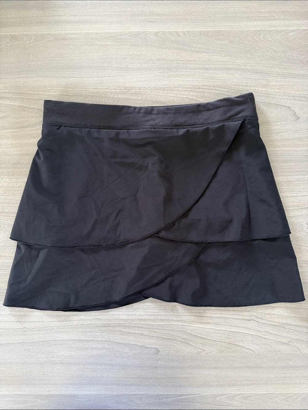 Soybu Black Tiered Wrap-Front Mini Skort